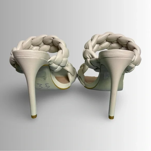 Steve Madden Beige Braided Padded Kenley Square Toe Stiletto Slip On Sandals, 7 - Picture 7 of 10